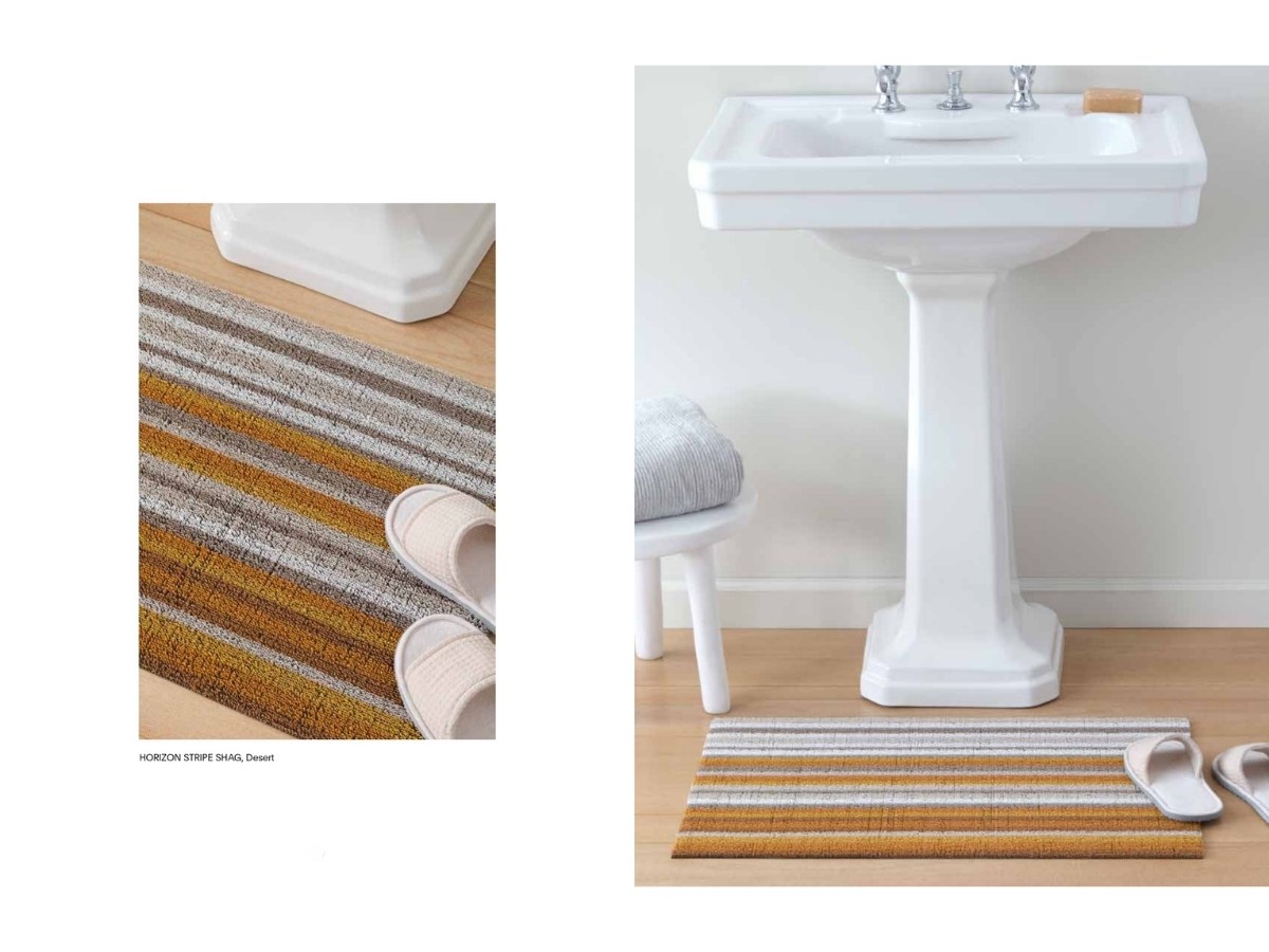 チルウィッチ 2026年春の新作 ホライゾンストライプ柄　オレンジ デザート 玄関マット シャグマット