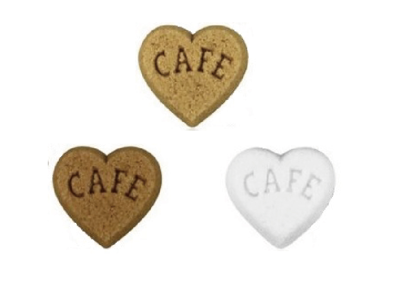 おしゃれな角砂糖ののハート型にCAFEの刻印