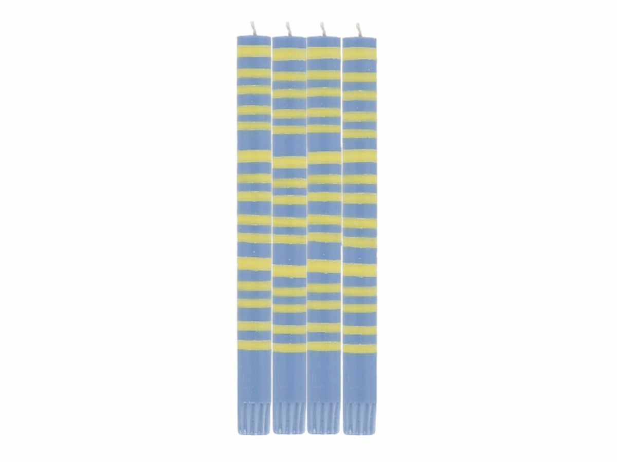 テーパーキャンドル　ブルーイエローのボーダー 英国British Colour Standard