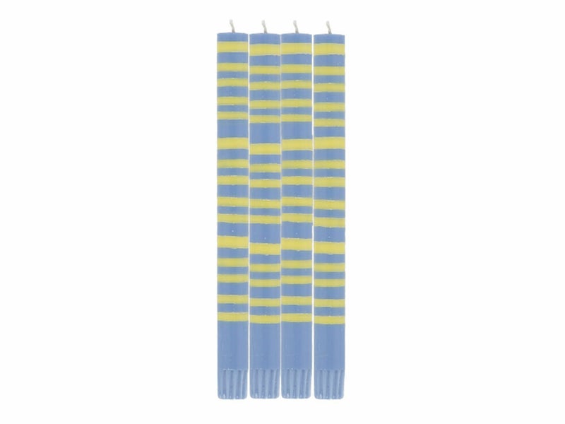 テーパーキャンドル　ブルーイエローのボーダー 英国British Colour Standard