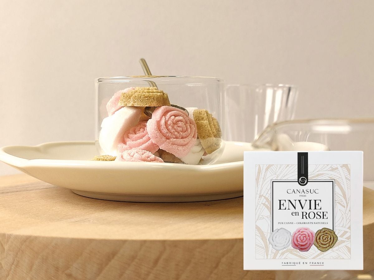 かわいい角砂糖　ローズの個包装のデザインシュガー