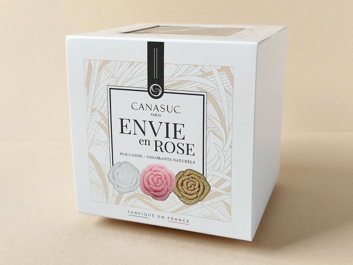 かわいい角砂糖　ローズの個包装のデザインシュガー