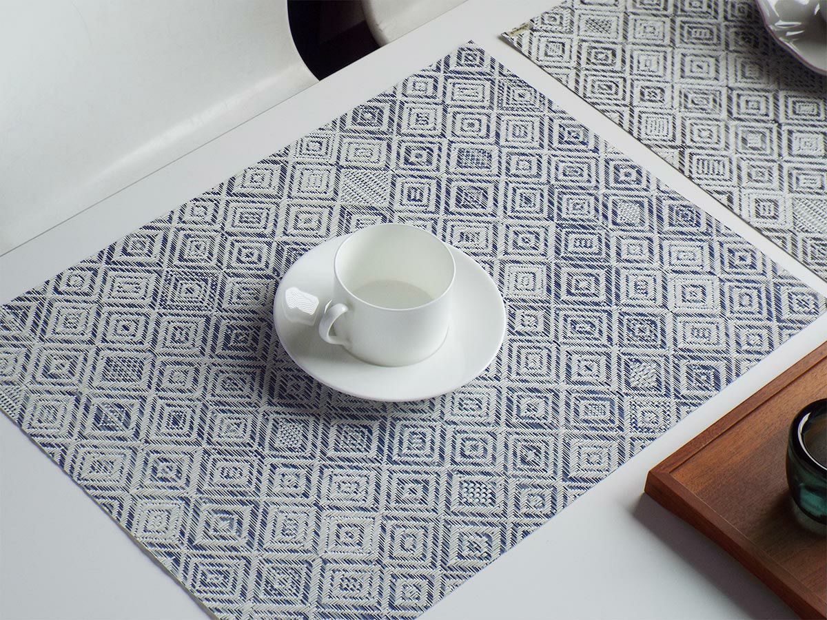 ランチョンマット　チルウィッチ　モザイク　北欧的なダイヤモンドパータン　青　ブルー