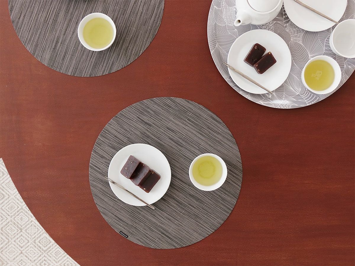 chilewich ランチョンマット 円形　Bamboo　グレー　竹の節デザイン