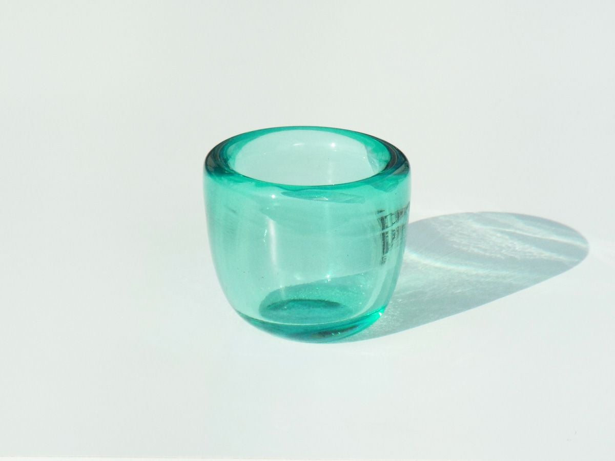 ティーライトホルダー　ガラス　ターコイズブルー