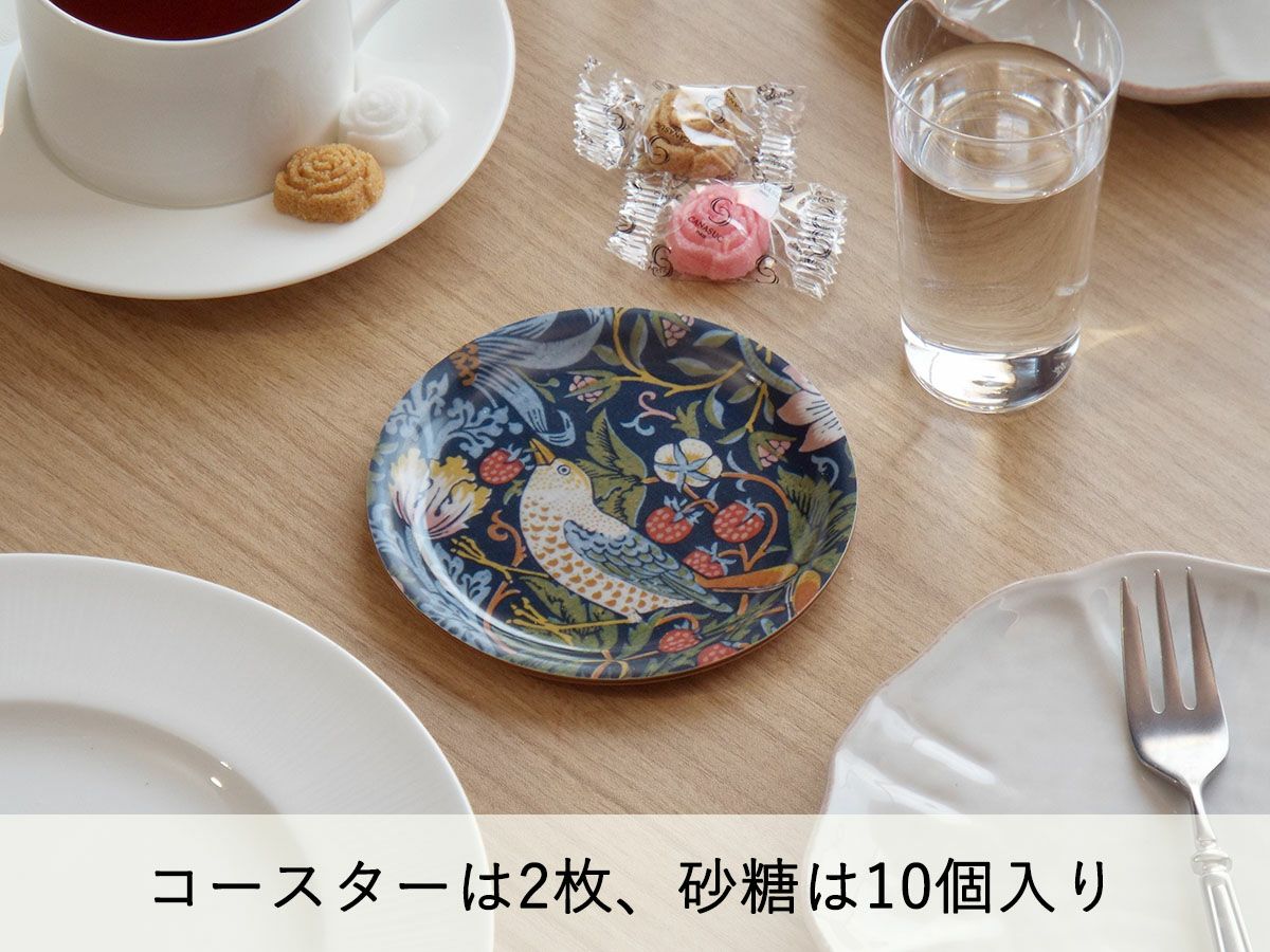 いちご泥棒の木製コースターとおしゃれな角砂糖のギフトセット
