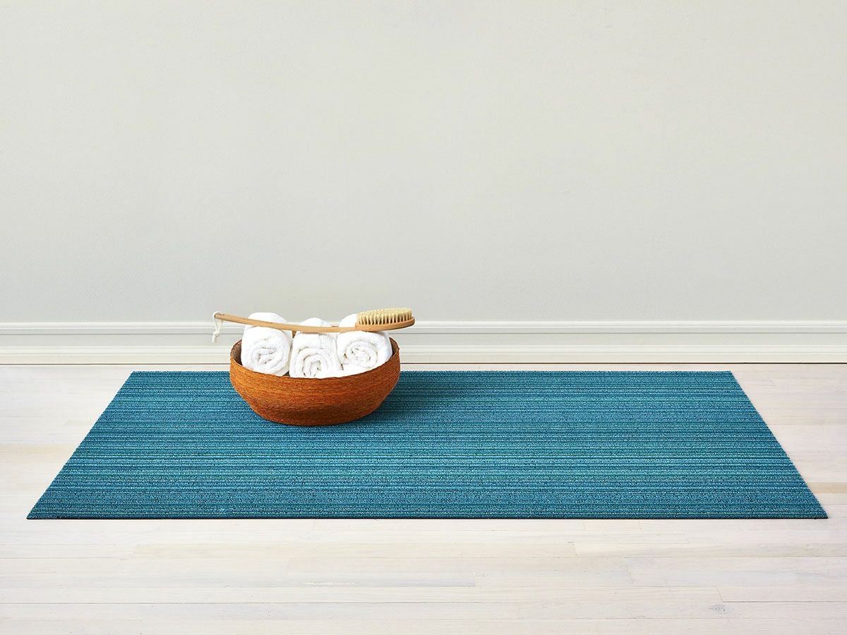 店舗用 屋外玄関マット ターコイズブルーストライプ 91×152cm